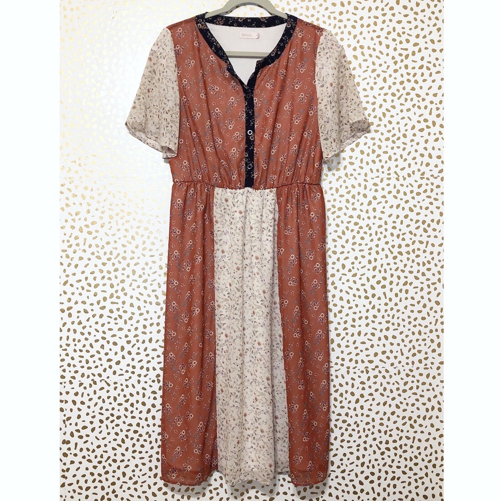 Roolee Color-Block Floral Dress